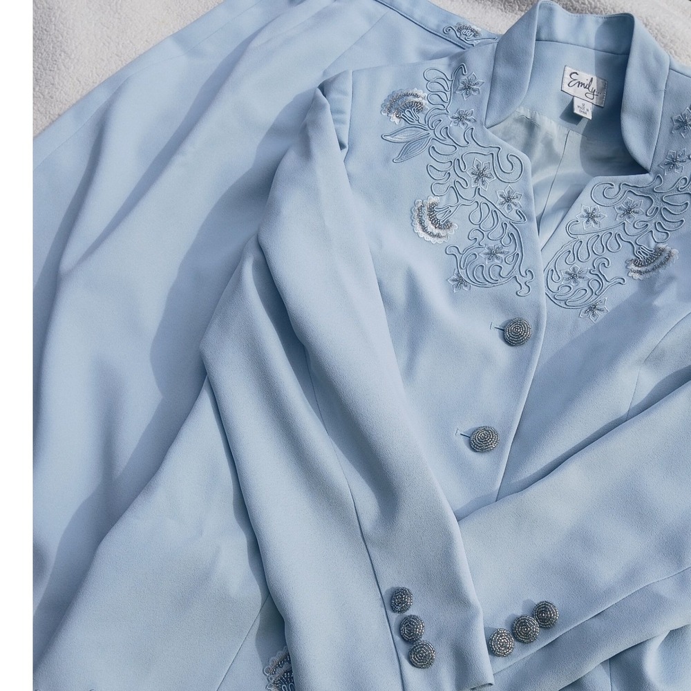 Emilys Light Blue Embroidered Skirt Set
